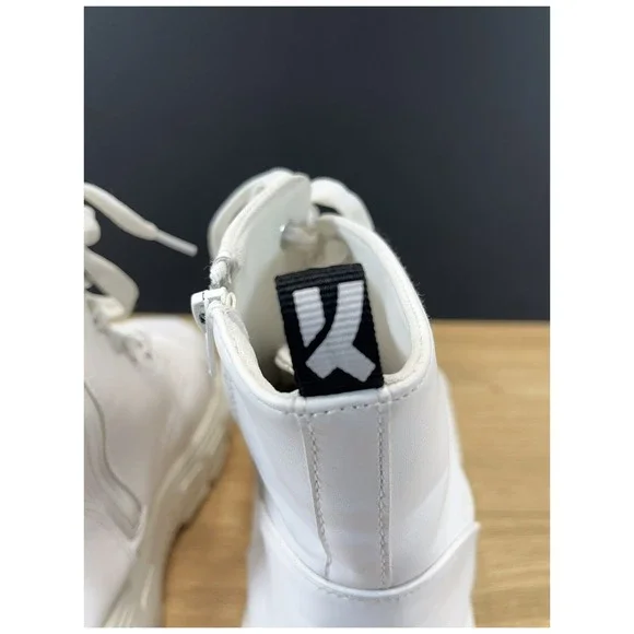 Koi‎ Footwear Women's Platform Ankle Boots Size 9 White Lace Up Lug Sole - Picture 9 of 16